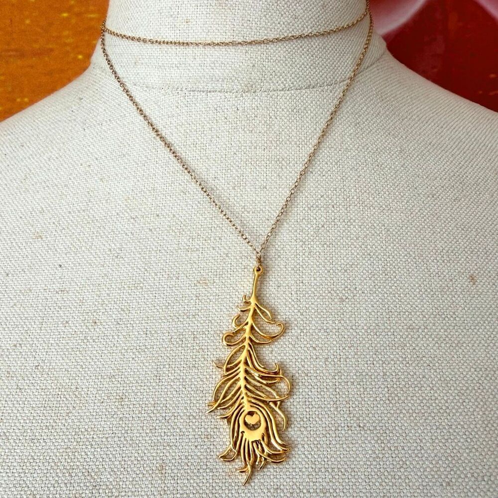 Gorjana 1/20 14K Gold Filled Peacock Feather Pendant Necklace